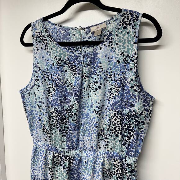 Ann Taylor LOFT Womens Blue Floral Prink Fit Flare A Line Dress Size Large - Picture 3 of 8